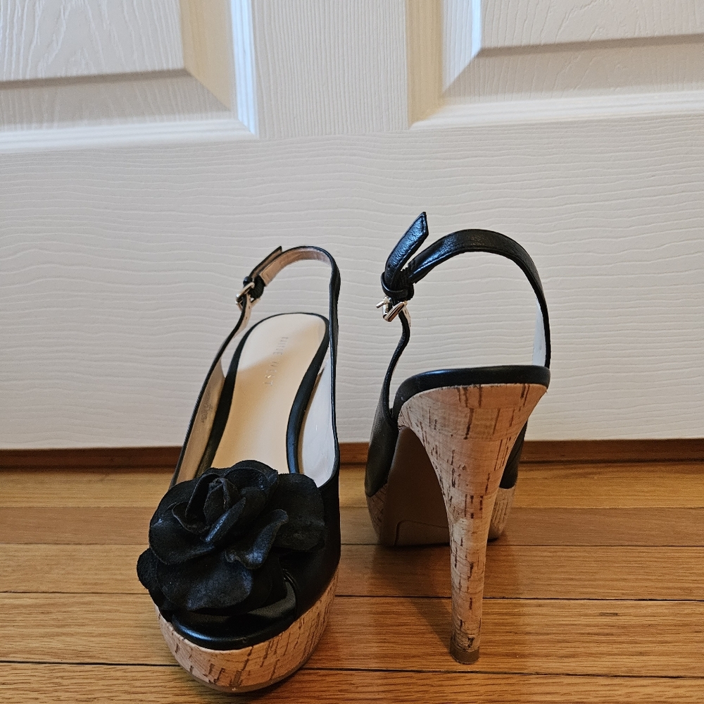 Nine West black platform slingback sandals size 7